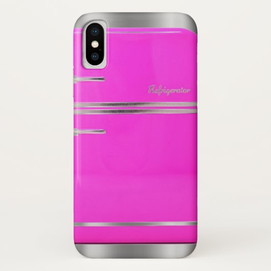 ピンクとクロムのヴィンテージ冷蔵庫かわいい Case-Mate iPhoneケース (裏面)
