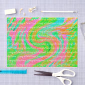 ピンクとグリーンに渦巻く 薄葉紙 (クラフト)