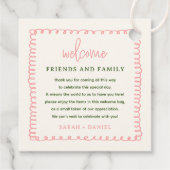 ピンクとグリーンのおもしろい結婚の歓迎抱き枕バスケット フェイバータグ (裏面)