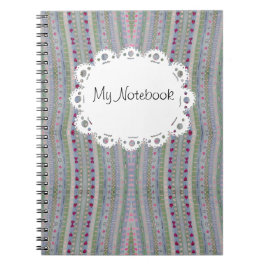 ピンクとグリーンのかわいらしハートパターン ノートブック