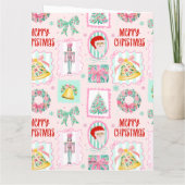 ピンクとグリーンのくるみ割り人形のカスタムクリスマスフォトカード カード (裏面)