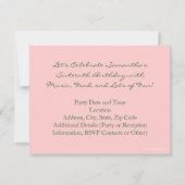 ピンクとグリーンのアートSweet sixteen招待状 招待状 (裏面)