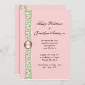 ピンクとグリーンのウェディングレセプション招待状 招待状 (正面/裏面)