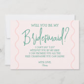 ピンクとグリーンのウェーブ ウェディング 招待状 (正面)