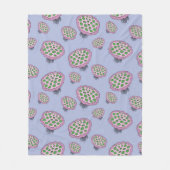 ピンクとグリーンのエイリアンクラゲの花 フリースブランケット (正面)