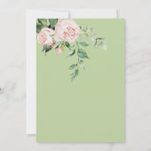 ピンクとグリーンのエレガントな花の水彩画 招待状 (裏面)