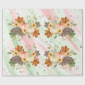 ピンクとグリーンのオレンジ色のキラキラしたカボチャグリッター ラッピングペーパー (フラット)