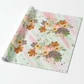 ピンクとグリーンのオレンジ色のキラキラしたカボチャグリッター ラッピングペーパー (アンロールド)