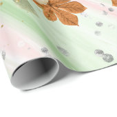 ピンクとグリーンのオレンジ色のキラキラしたカボチャグリッター ラッピングペーパー (ロールコーナー)