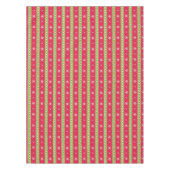 ピンクとグリーンのオーナメントとスノーフレークのテーブルクロス テーブルクロス (正面)