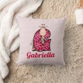 ピンクとグリーンのカエルの子供のモノグラムG クッション (ブランケット)