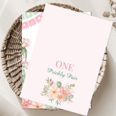 ピンクとグリーンのカクタス　ワンプリッカリーぺア　1歳の誕生日 招待状