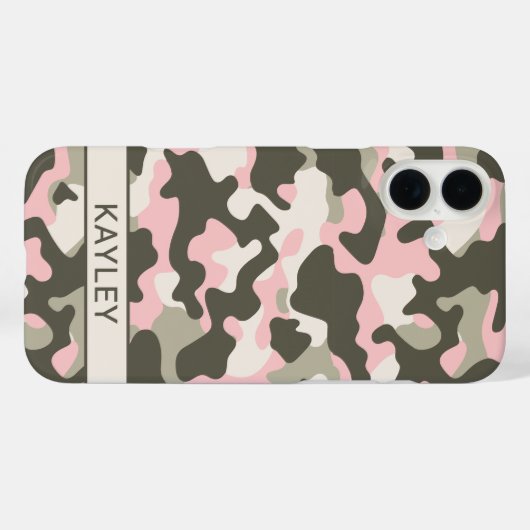 ピンクとグリーンのカモフラージュ オリジナルデザイン Case-Mate iPhoneケース (裏面 (横))