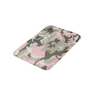 ピンクとグリーンのカモフラージュ ミリタリー 軍用 バスマット