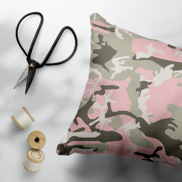 ピンクとグリーンのカモフラージュ ミリタリー 軍 アクセントクッション