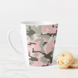 ピンクとグリーンのカモフラージュ ミリタリー 軍 カフェラテマグ