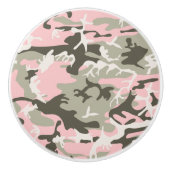 ピンクとグリーンのカモフラージュ ミリタリー 軍 セラミックノブ (正面)