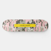 ピンクとグリーンのカモフラージュ 名前入り オリジナルグッズ スケートボード (横)