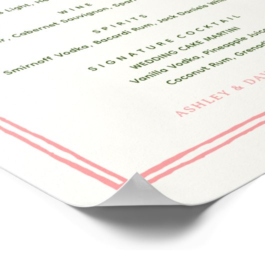 ピンクとグリーンのカラフルおもしろいの結婚バードリンク ポスター (角)