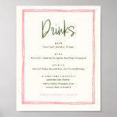 ピンクとグリーンのカラフルおもしろいの結婚バードリンク ポスター (正面)