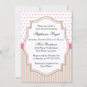 ピンクとグリーンのキリン 赤ちゃん歓迎会 招待状 (裏面)