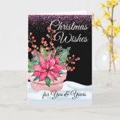 ピンクとグリーンのクリスマスと君のクリスマス カード (黄色い花)