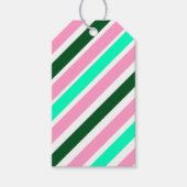 ピンクとグリーンのクリスマスキャンディストライプ ギフトタグ (正面)