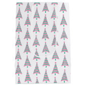 ピンクとグリーンのクリスマスツリー会社 ミディアムペーパーバッグ (裏面)