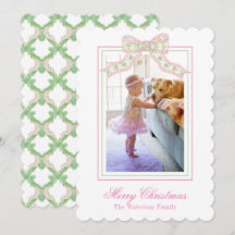 ピンクとグリーンのクリスマスバタフライボウの写真