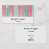 ピンクとグリーンのグランジストライプテクスチャ 名刺 (正面/裏面)