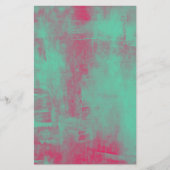 ピンクとグリーンのグランジ抽象芸術スクラップブック紙 便箋 (正面)
