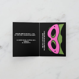 ピンクとグリーンのゲーム・アバターとマスクのスーパーヒーロー少年 招待状