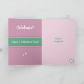 ピンクとグリーンのコーヒー好きの誕生日 カード (内部)