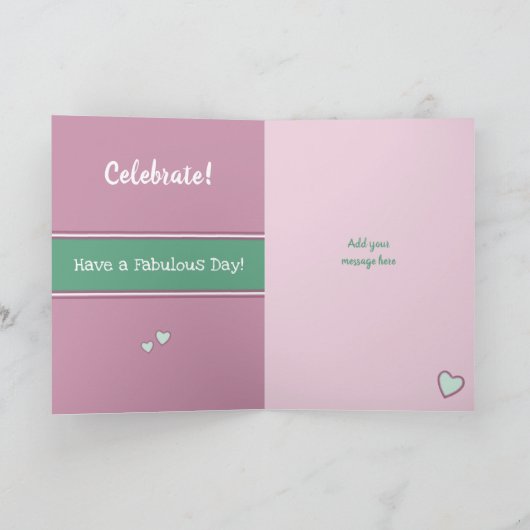 ピンクとグリーンのコーヒー好きの誕生日 カード (内部)