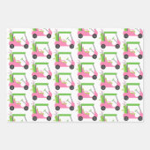 ピンクとグリーンのゴアーガイルルストライプフのギフトラップシート ラッピングペーパーシート (正面2)