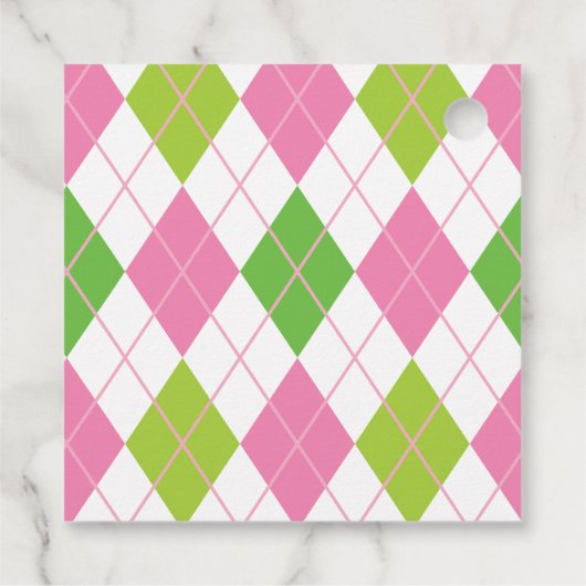 ピンクとグリーンのゴルフギフトパーソナライズされたまたはメッセージカード フェイバータグ (裏面)