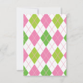 ピンクとグリーンのゴルフノートカパーソナライズされたード サンキューカード (裏面)