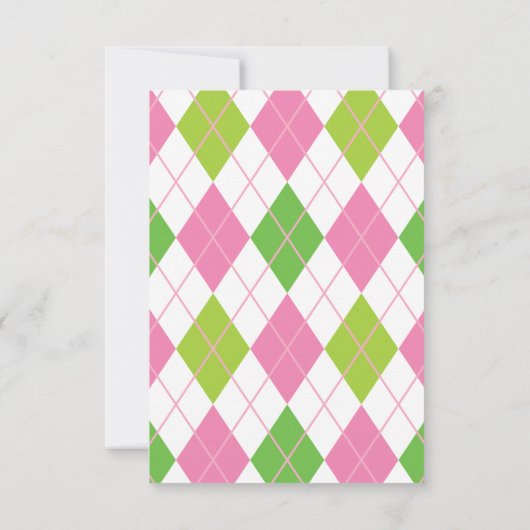 ピンクとグリーンのゴルフノートカパーソナライズされたード サンキューカード (裏面)
