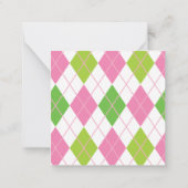 ピンクとグリーンのゴルフパーソナライズされたギフトエンクロージャカード ノートカード (裏面)
