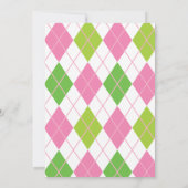 ピンクとグリーンのゴルフパーソナライズパーティー招待状 招待状 (裏面)