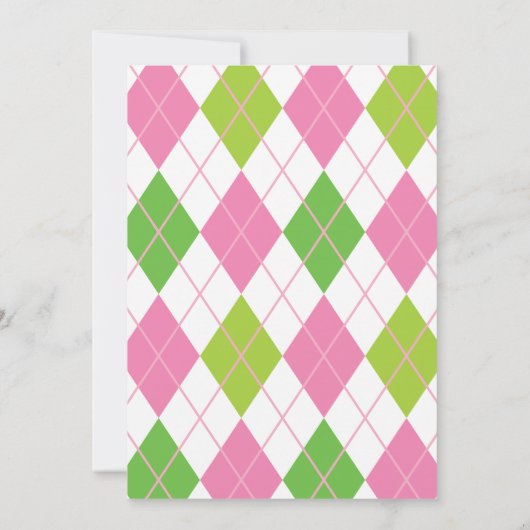 ピンクとグリーンのゴルフパーソナライズパーティー招待状 招待状 (裏面)