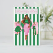 ピンクとグリーンのサンキューカード サンキューカード (スタンド正面)