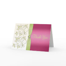 ピンクとグリーンのサンキューカード