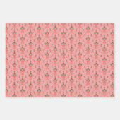 ピンクとグリーンのザクロ ラッピングペーパーシート (正面3)