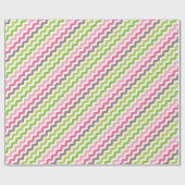 ピンクとグリーンのシェブロンストライプ ラッピングペーパー (フラット)