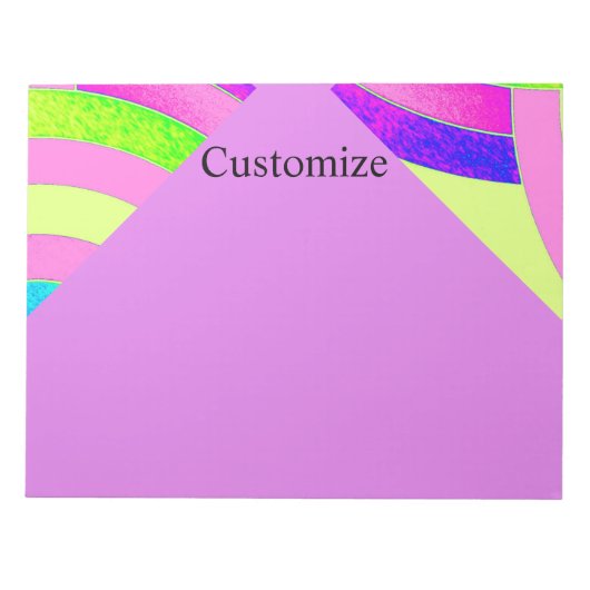 ピンクとグリーンのシックモダンカーブの山形 ノートパッド (正面)