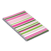 ピンクとグリーンのストライプスパイラルノートブック ノートブック (右側)