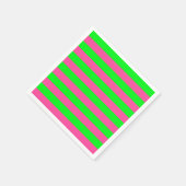 ピンクとグリーンのストライプデザイン スタンダードカクテルナプキン (角)