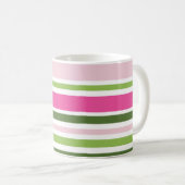 ピンクとグリーンのストライプマグカップ コーヒーマグカップ (正面右)