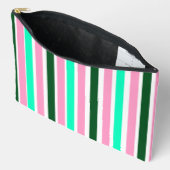 ピンクとグリーンのストライプ アクセサリーポーチ (見開き)